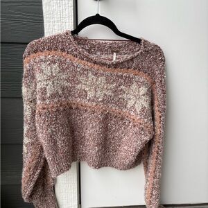 Free People Cozy Pink Patterned Sweater